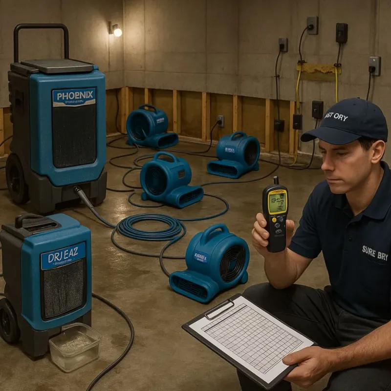 Structural Drying and Dehumidification process in Oakland, MO